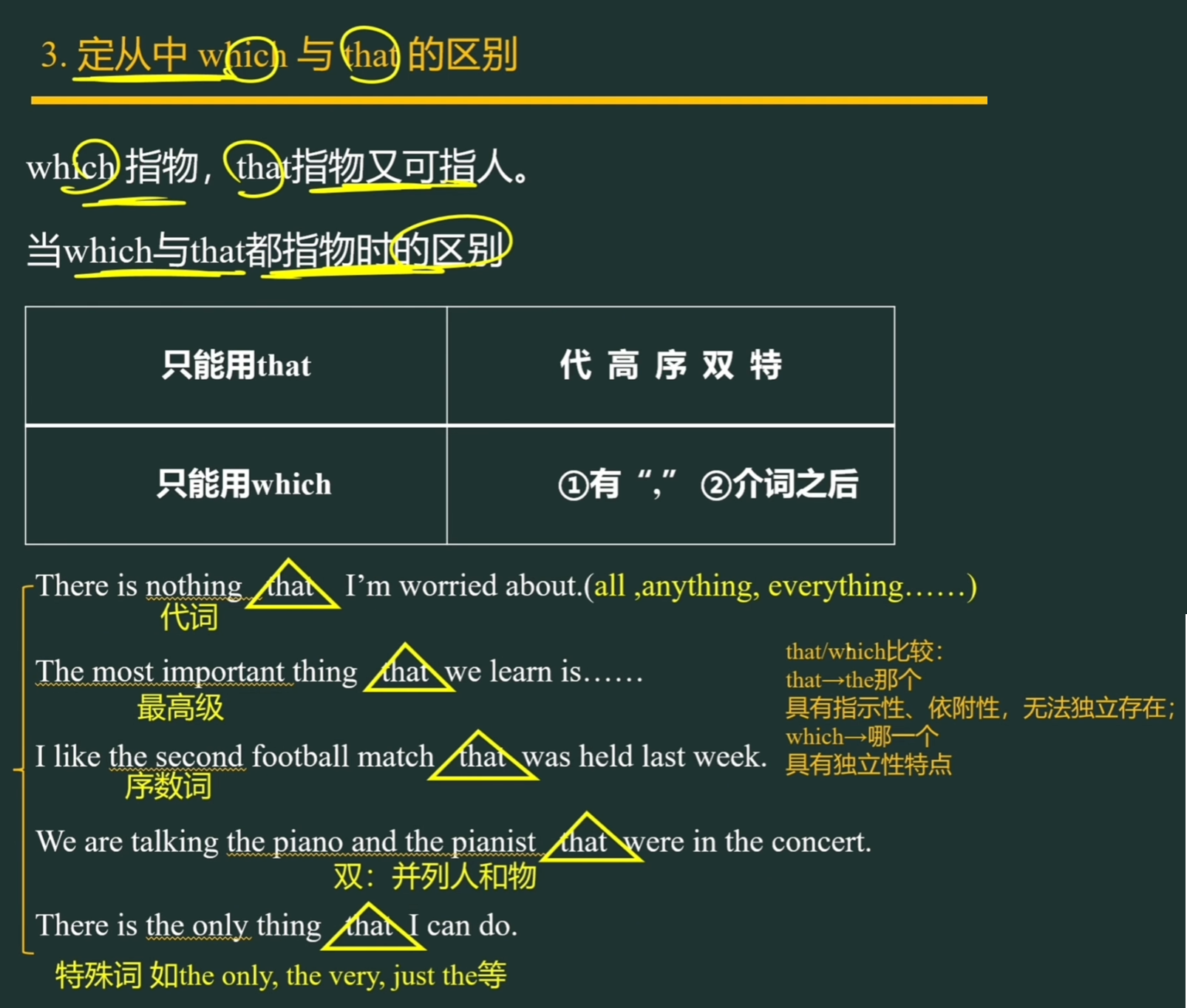 定从中 which 与 that